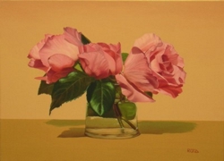 le rose della nonna olio su tela 40 x 50