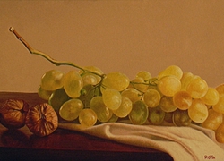 uva con noci olio su tela 20 x 40