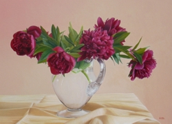 le peonie del giardino olio su tela 50 x 70