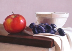 ciotola con uva olio su tela 40 x 60